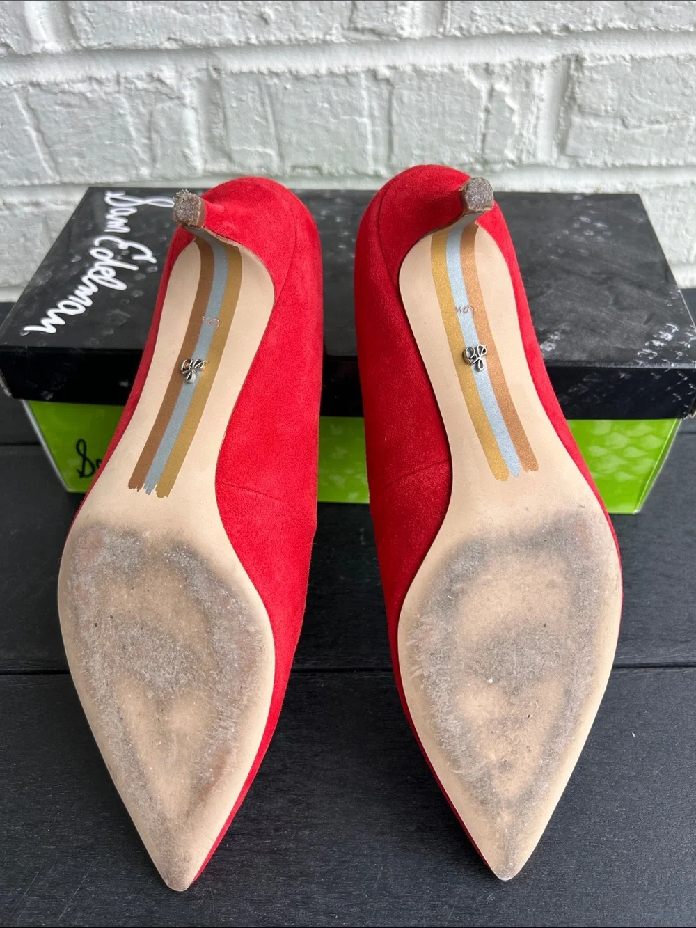 Sam Edelman Red Suede Pointed-Toe Heels - Picture 7 of 9